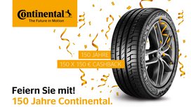 Continental feiert das 150-jährige Jubiläum mit attraktiven Prämien für Reifenkäufer