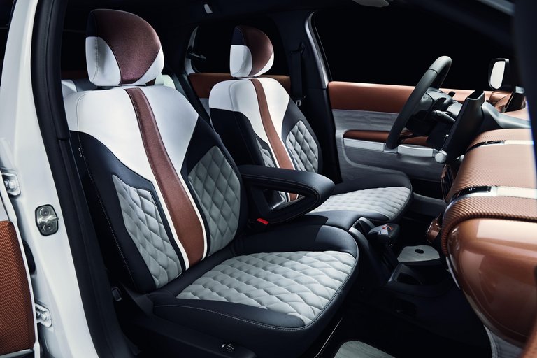 The seat surfaces of the backs of the Continental concept car, THE PIONEER are upholstered with laif VyP