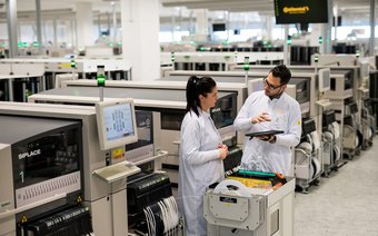 Production line of printed circuit boards at Continental plant