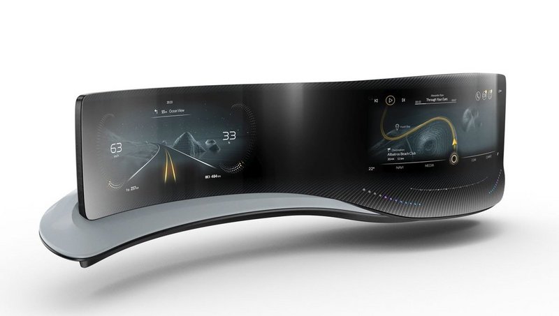 integrované řešení displeje Curved Plastic Lens Display