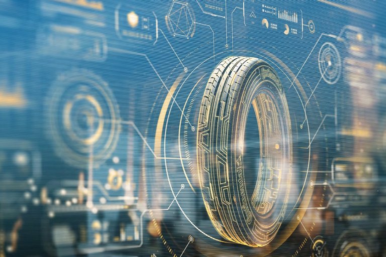 Eine digitale Skizze von einem Autoreifen